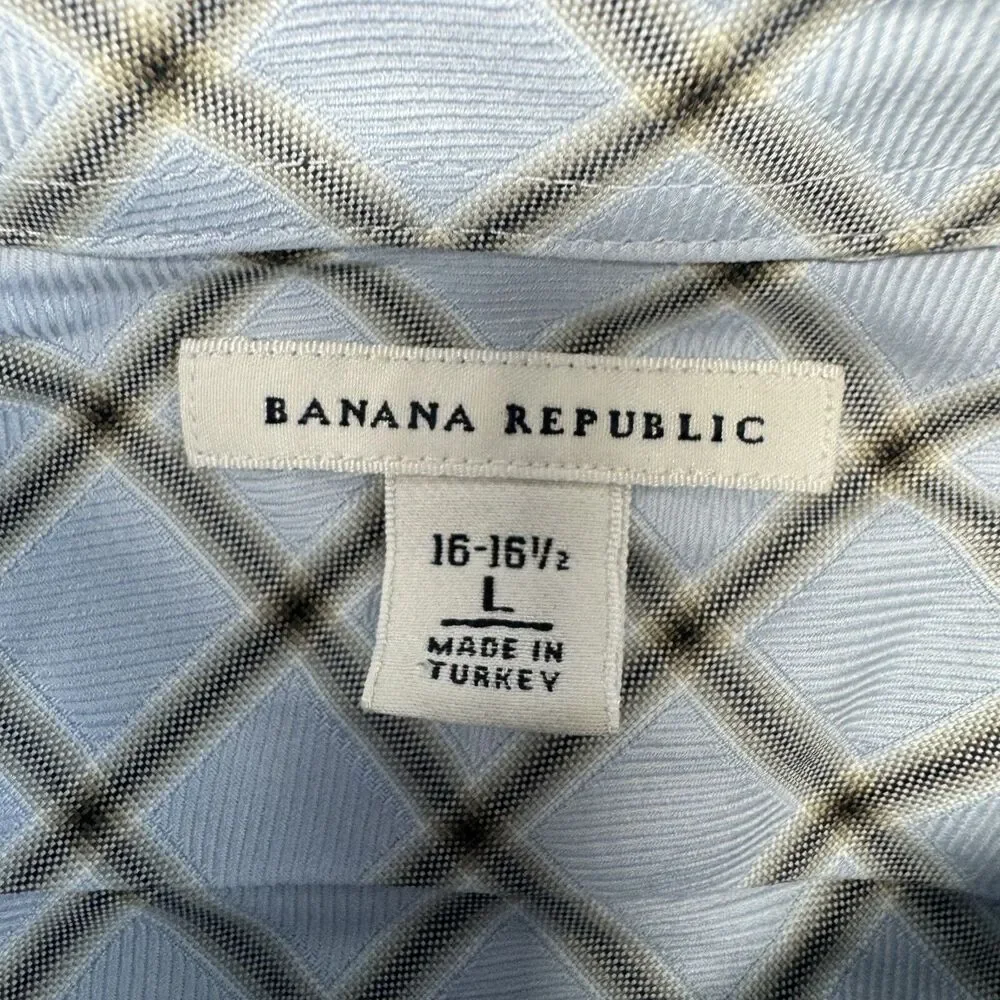 Banana Republic Shirt Men's 16 - 16.5 Large Blue Button Up Long Sleeve Cotton